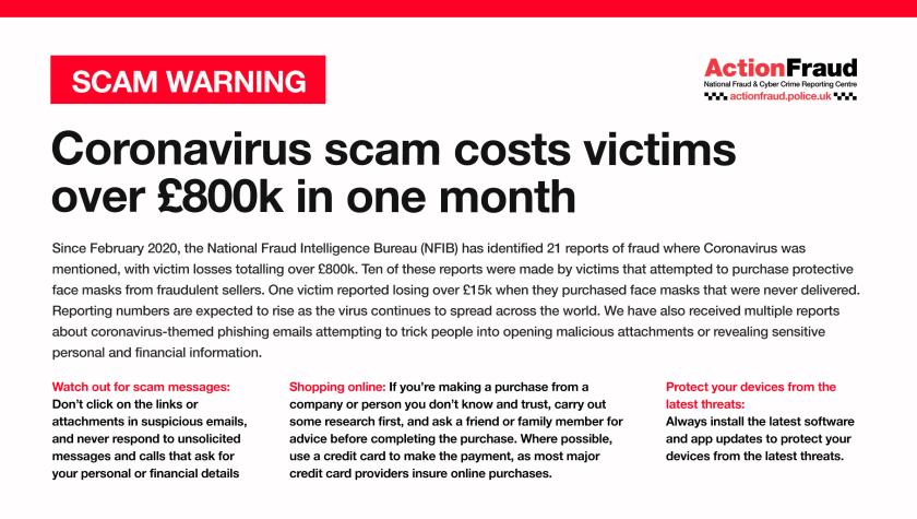 Coronavirus scam alert