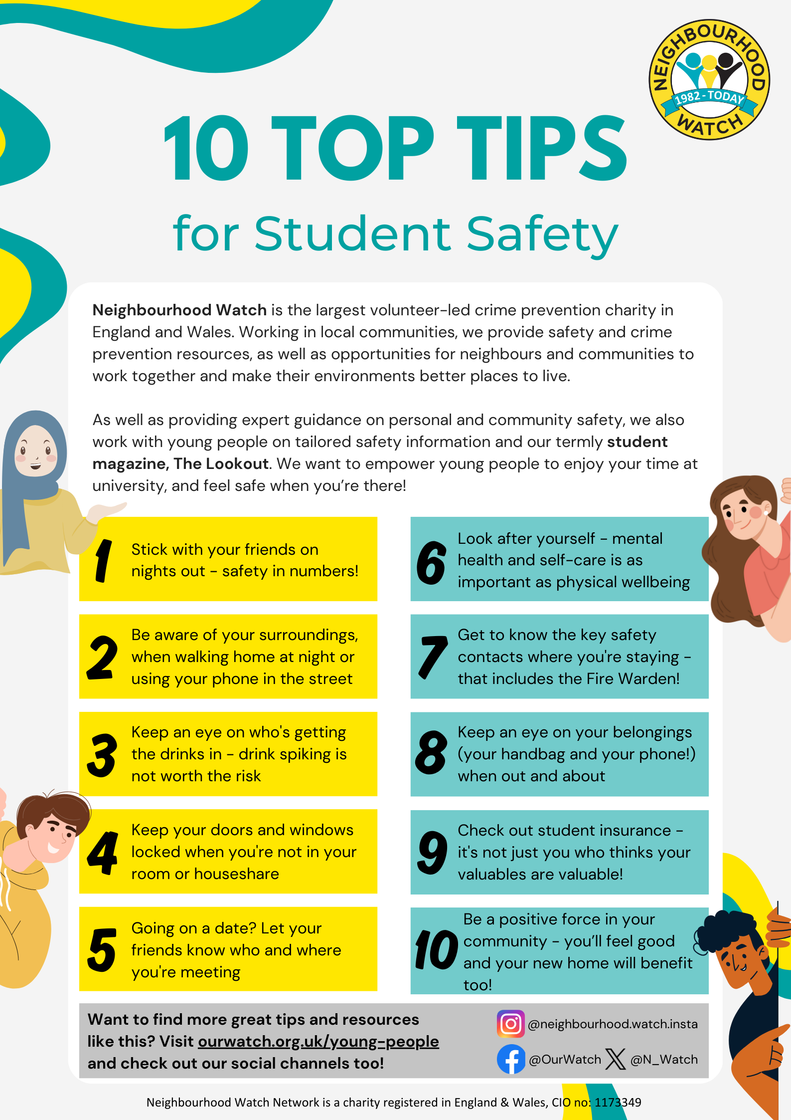 Poster that shows top 10 tips for student safety
